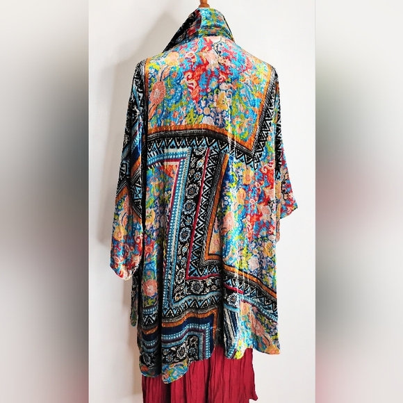 JOHNNY WAS RAYON SILK VELVET KIMONO STYLE JACKET - Picture 1 of 10